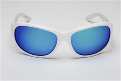 Amy White Frame Blue Lense Sunglasses